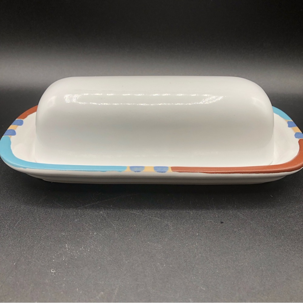 Dansk Mesa White Sand Covered Butter Dish Like New (vintage) FLAWLESS
